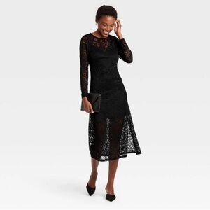 New Day Women's Long Sleeve Midi Lace Dress